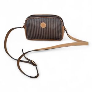 FENDI Vintage Leather Canvas Monogram Shoulder Crossbody Bag
